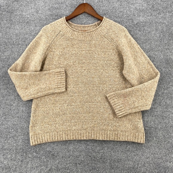 croft & barrow Sweaters - Croft & Barrow Sweater Womens XL Tan Marled Knit Raglan Sleeve Cottage Boho